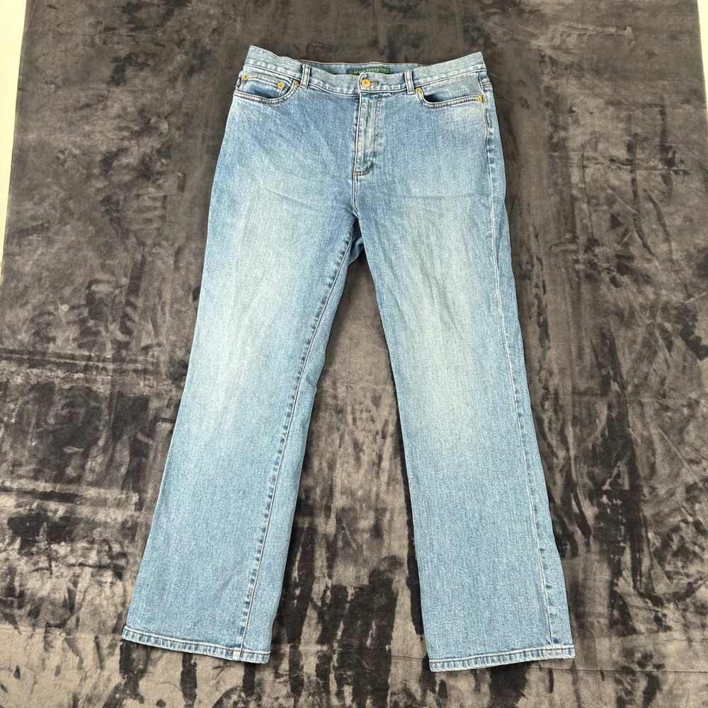 Lauren Ralph Lauren Jeans Womens 12 Blue Light Wash Straight Leg Stretch